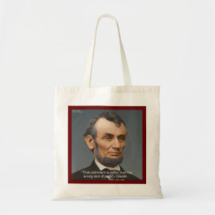 Bolsa Tote Abraham Lincoln e citação Patriótica