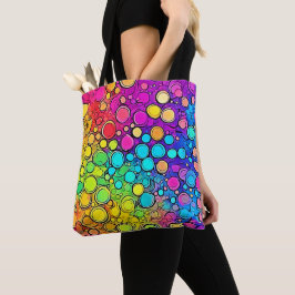 Bolsa Tote Abstração de Bolha de Arco-Íris Vibrante