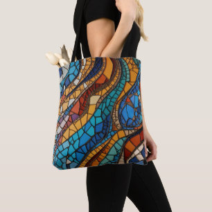 Bolsa Tote Abstração do Mosaico de Vidro Colorido