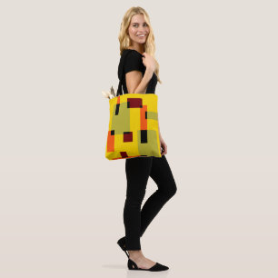 Bolsa Tote Abstração Geométrica Mint Laranja Negro Amarelo