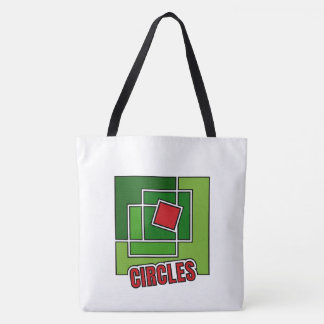 Bolsa Tote Abstração Verde com Quadrado Vermelho Torcido