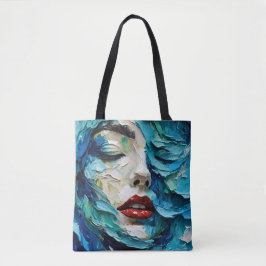 Bolsa Tote Abstract art painting female face ocean waves