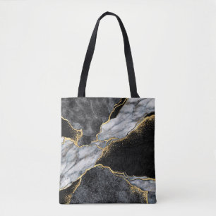Bolsa Tote abstract background, black and white marble mosaic