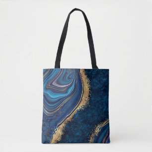 Bolsa Tote abstract background blue marble agate granite mosa