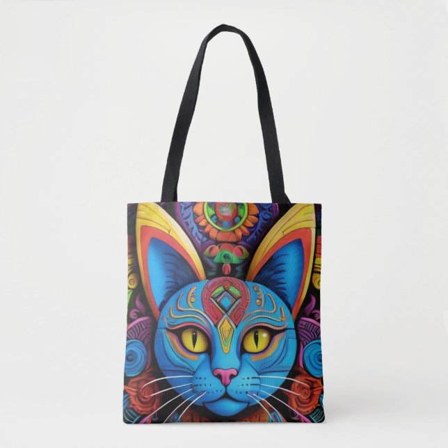 Bolsa Tote Abstract Cat With Yellow Eyes (Frente)