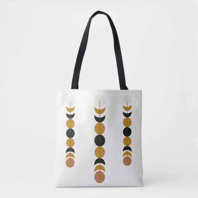 Bolsa Tote Abstract Eclipse Moon Phases Poster | Minimal Mono (Frente)