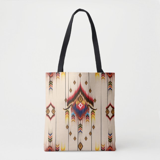 Bolsa Tote Abstract ethnic geometric pattern, Ikat geometric  (Frente)