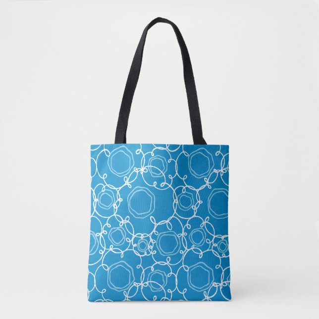 Bolsa Tote Abstract Floral Matrix (Blue) Fine Art (Frente)