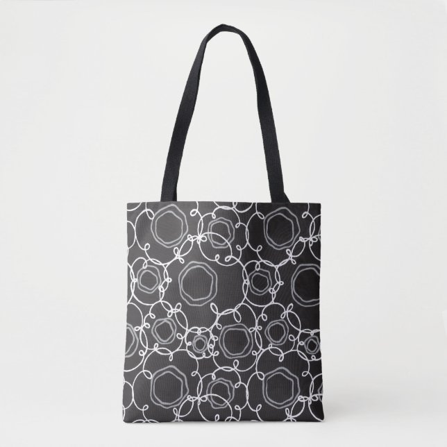Bolsa Tote Abstract Floral Matrix (Charcoal) Fine Art (Frente)