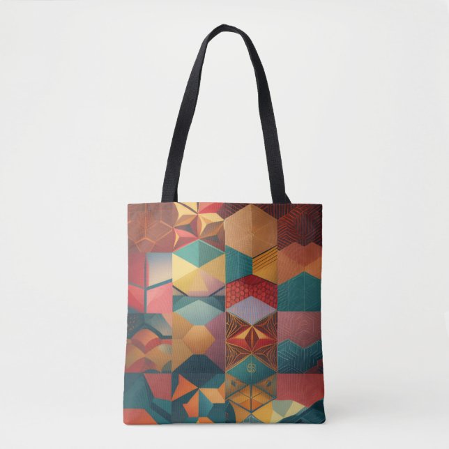 Bolsa Tote Abstract Geometric Hexagon Pattern (Frente)