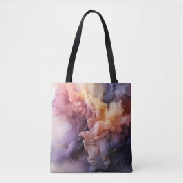 Bolsa Tote Abstract Lavender Floral Cloud Ink Landscape