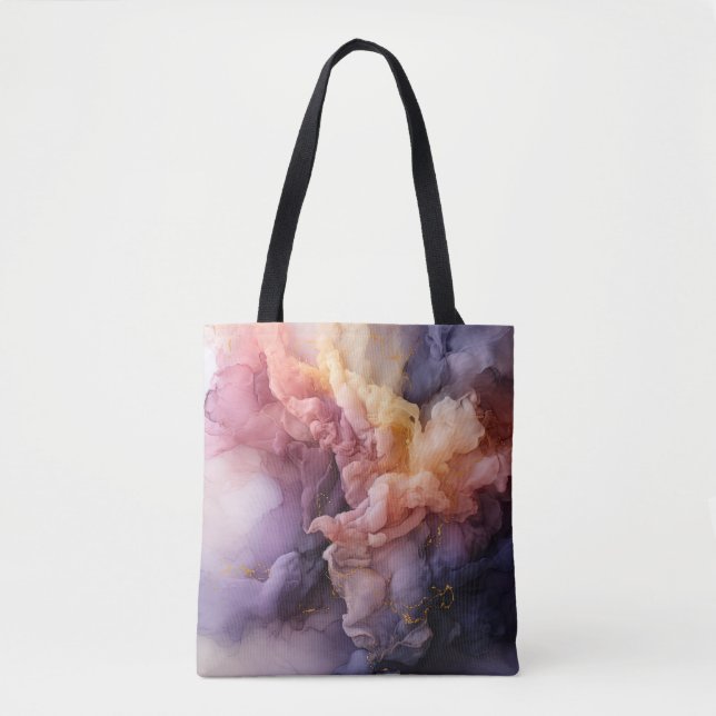 Bolsa Tote Abstract Lavender Floral Cloud Ink Landscape (Frente)