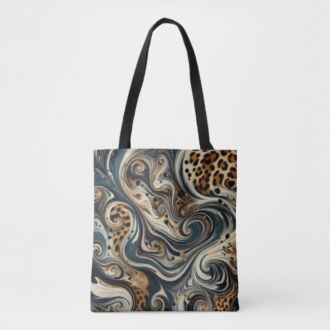 Bolsa Tote Abstract Leopard Print Swirl (Frente)