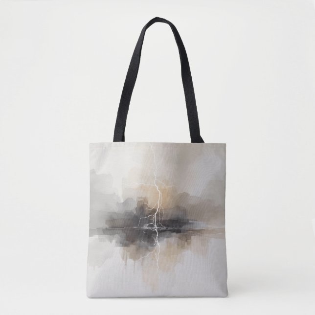 Bolsa Tote Abstract Lightning in Neutrals Print (Frente)