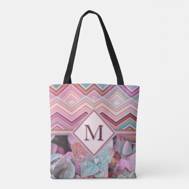 Bolsa Tote Abstract Multi-Color Zig Zag Stripes (Verso)