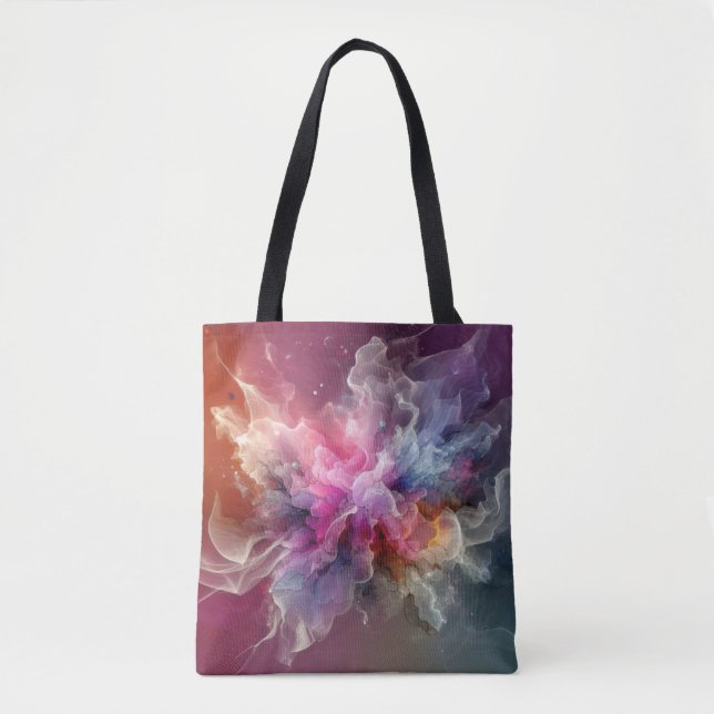 Bolsa Tote Abstract Old Rose Floral Cloud Landscape (Frente)