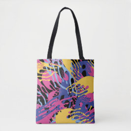 Bolsa Tote Abstract Paint Splashes Yellow Blue Pink Modern.