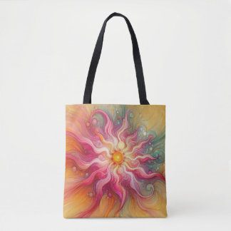Bolsa Tote Abstract Pink Sun Rays Landscape