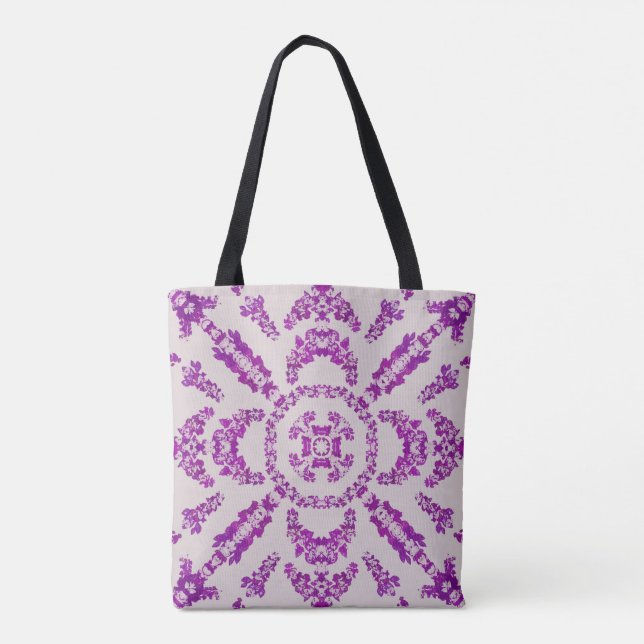 Bolsa Tote Abstract Purple Orchid Flower Design Pattern Art (Verso)