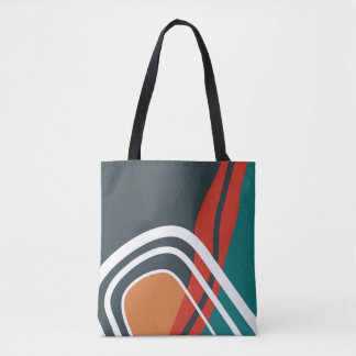 Bolsa Tote Abstract retro red blue white line art