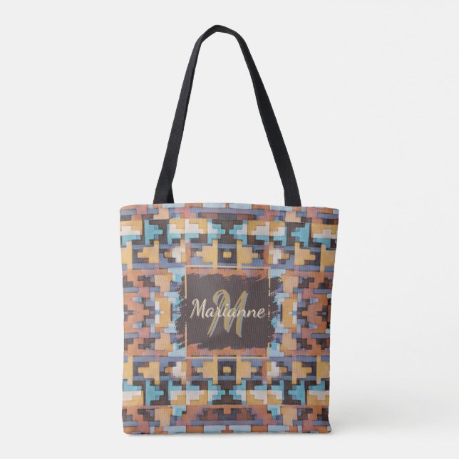 Bolsa Tote Abstract Southwest Inspired Earth Tones (Verso)