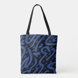 Bolsa Tote Abstract Spiny Crest Spiked In Blue Colors Pattern