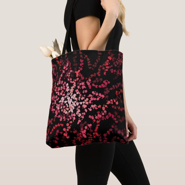 Bolsa Tote Abstract Splatter Dots Of Pinks And Reds Pattern (Close Up)