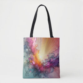 Bolsa Tote Abstract Sun Rays Floral Cloud Ink Landscape