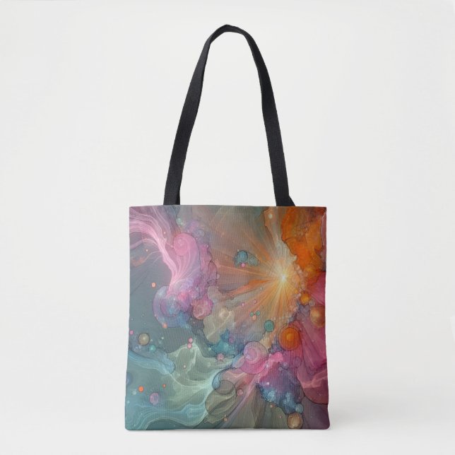 Bolsa Tote Abstract Teal Sea Foam Floral Cloud Landscape (Frente)