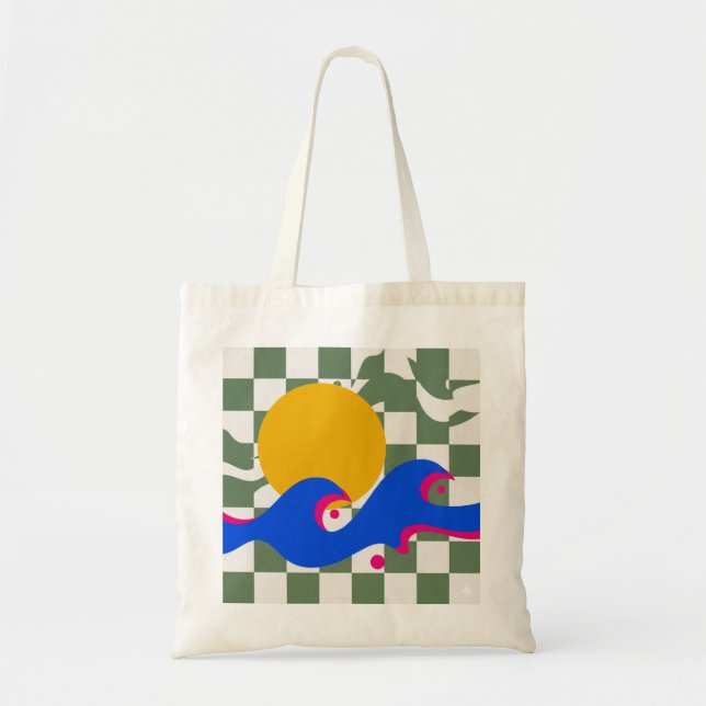 Bolsa Tote Abstract Terracotta Geometric Shapes Grid Poster (Frente)