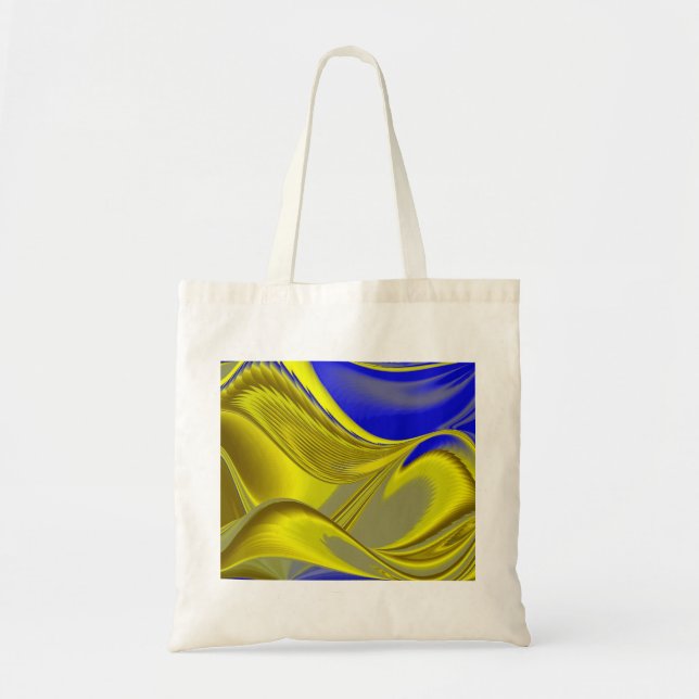 Bolsa Tote Abstrakt em ouro - gelb blau (Frente)