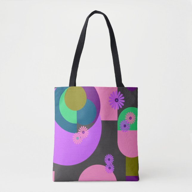 Bolsa Tote Abstrata Floral Geométrica Colorida (Frente)