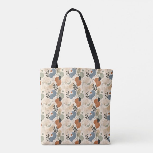Bolsa tote abstrata geométrica boho neutra (Verso)