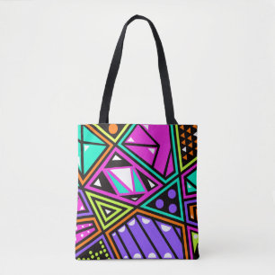 bolsa tote abstrata néon