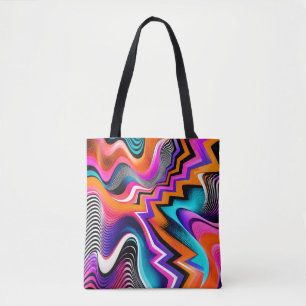 Bolsa Tote Abstrata Ziguezague Psicodélica