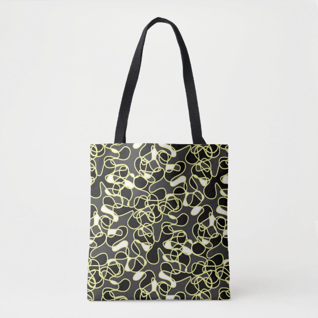Bolsa Tote Abstrato 290523 Preto, Amarelo e Branco (Frente)