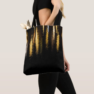 Bolsa Tote Abstrato à noite ilumina reflexo de ouro brilhante