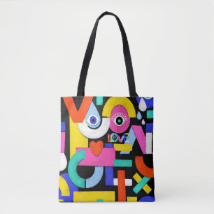 Bolsa Tote Abstrato amor, olhos: padrão colorido