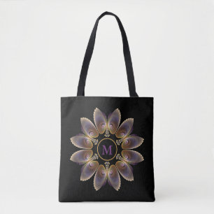 Bolsa Tote Abstrato Angel Wings Mandala Fractal Monograma