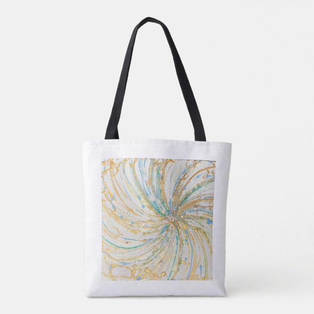 Bolsa Tote Abstrato Art Dourado Turquesa Arte Moderna (Verso)