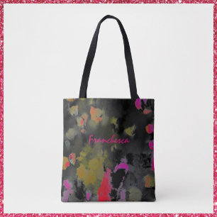 Bolsa Tote Abstrato Art Noir Black Pink e Dourado
