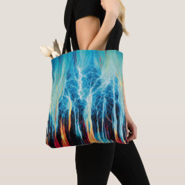 Bolsa Tote Abstrato Art Padrão Vermelho e Energia Elétrica Az