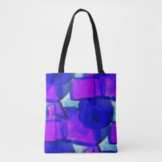 Bolsa Tote abstrato 'Azul e Roxo'