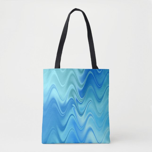 Bolsa Tote Abstrato Azul ondulado (Frente)