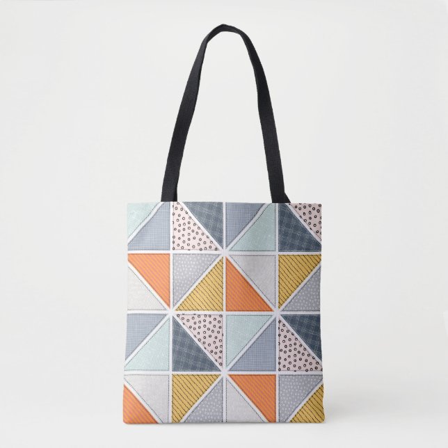 Bolsa Tote Abstrato, azulejos de retalhos. (Frente)