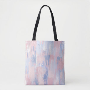 Bolsa Tote Abstrato Blush e Traços de Tinta Azul