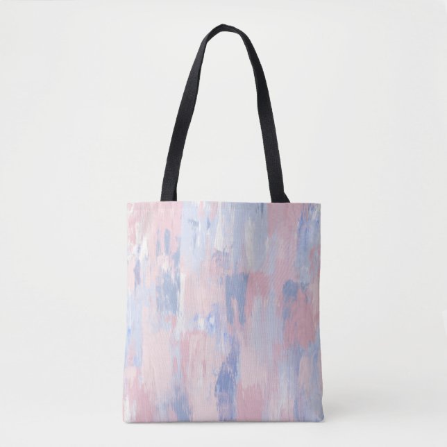 Bolsa Tote Abstrato Blush e Traços de Tinta Azul (Frente)