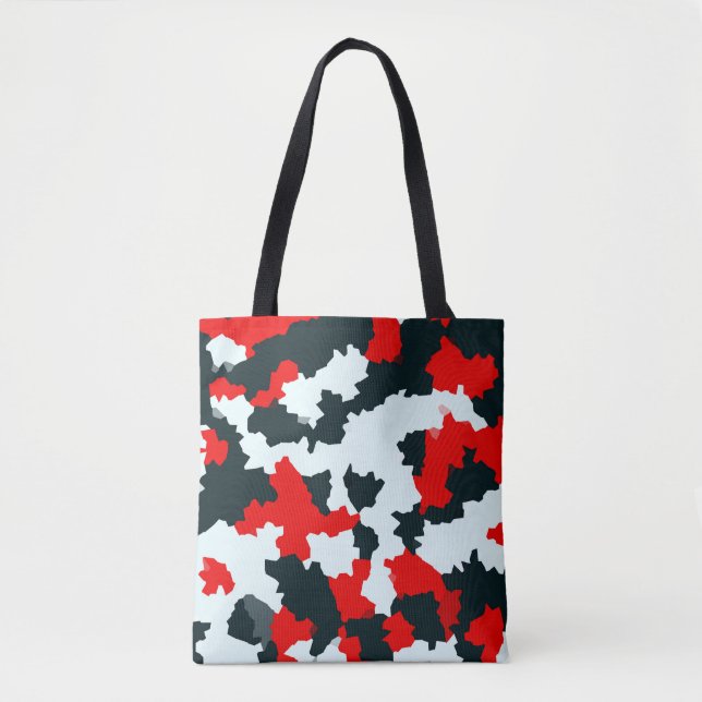Bolsa Tote Abstrato branco e preto vermelho (Frente)