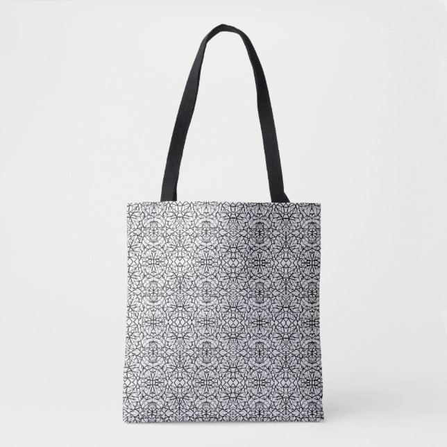 Bolsa Tote Abstrato branco preto geométrico (Frente)