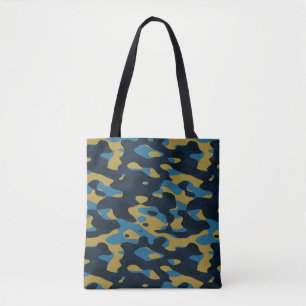Bolsa Tote abstrato camuflado amarelo e azul